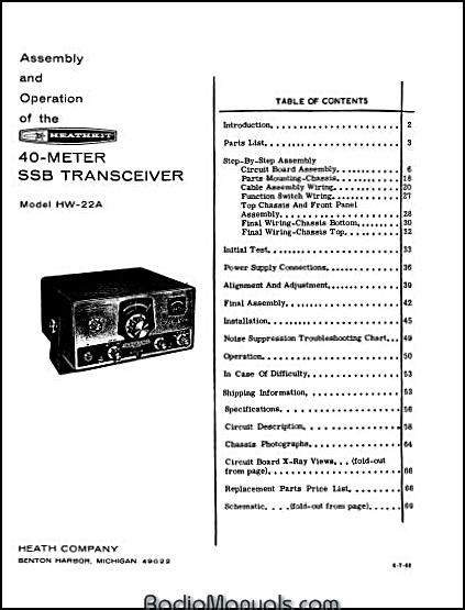 Heathkit HW-22A Assembly and Instruction Manual